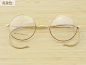 限量版 法国复古溥仪圆框形纯钛眼镜架近视光学文艺眼镜框太子镜-淘宝网