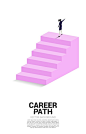 Silhouette of businesswoman point finger on top bar graph with ladder concept of vision mission and goal of business