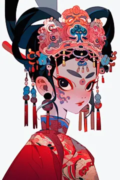 京剧旦角人物形象插画