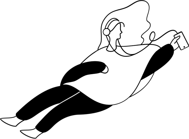 人物漂浮表演线性线条勾线手绘黑白插画元素...