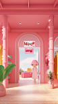 Pink clothing store，best quality， ultra - detail， 3d， c4d， blender， OC renderer，cinematic lighting，ultra HD, 3D rendering