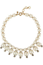 J.CREW Royal gold-tone, faux pearl and cubic zirconia necklace $110@北坤人素材