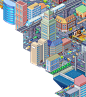 8bit Aerial city editorial infographic Isometric magazine pixel pixelart Street