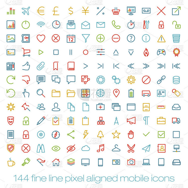 Modern user interface line icons, pixels perfect o