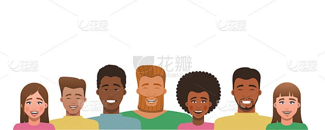不同年龄、国籍、信仰和性别的人站在一起开怀大笑素材-花瓣网