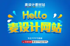夏季水上冲浪卡通立体艺术字效果样机AI源文件