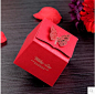 2016创意烫金蝴蝶结喜糖盒 中国红色结婚喜糖果盒定制立体喜糖盒