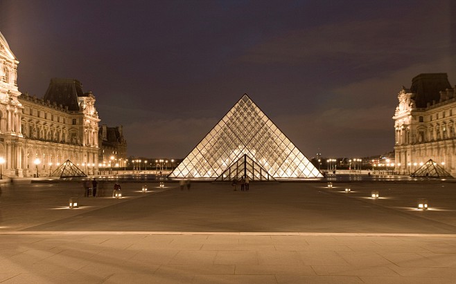 巴黎夜架构法国卢浮宫博物馆 - 壁纸（#...