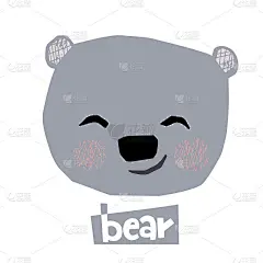 熊头宝宝可爱的印花。可爱的动物人物脸。