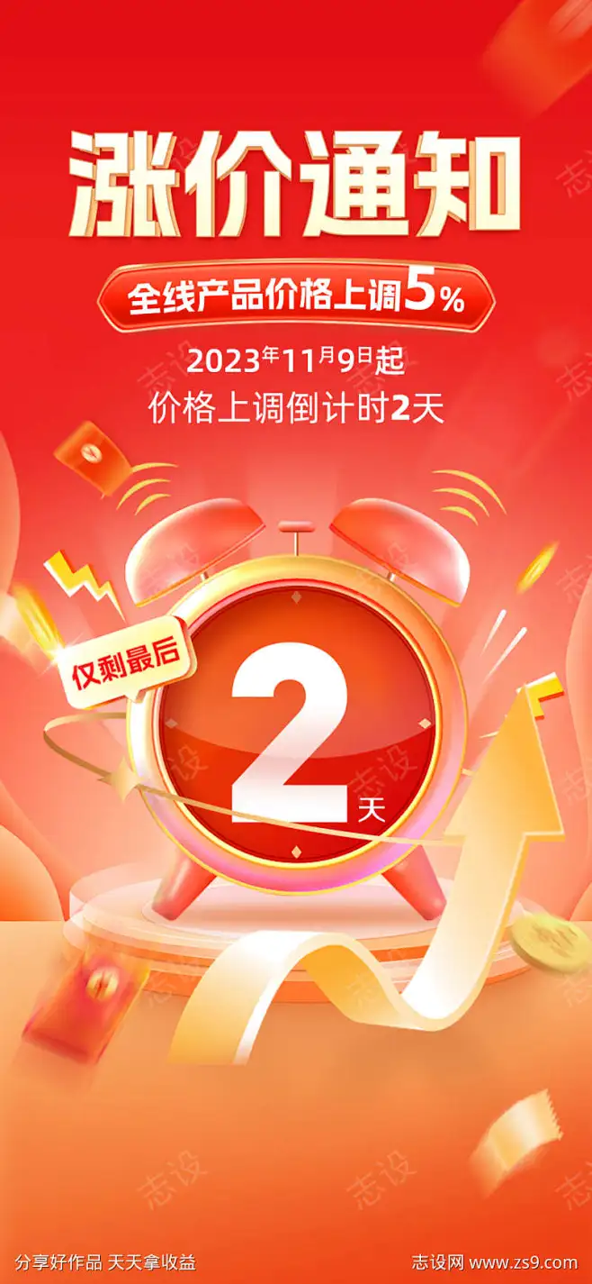 涨价通知单图_源文件下载_PSD格式_1125X2436像素-价格,上涨,,上调,倒计时,涨价通知,,-作品编号 ...