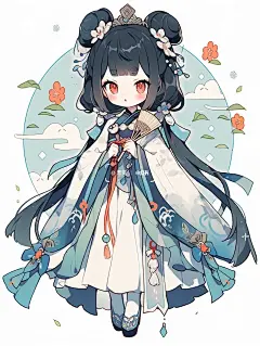 AI国风｜Q版人物｜花枝小妹