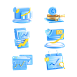千库网_蓝色3D立体C4D银行金融理财套图_元素编号13603829
