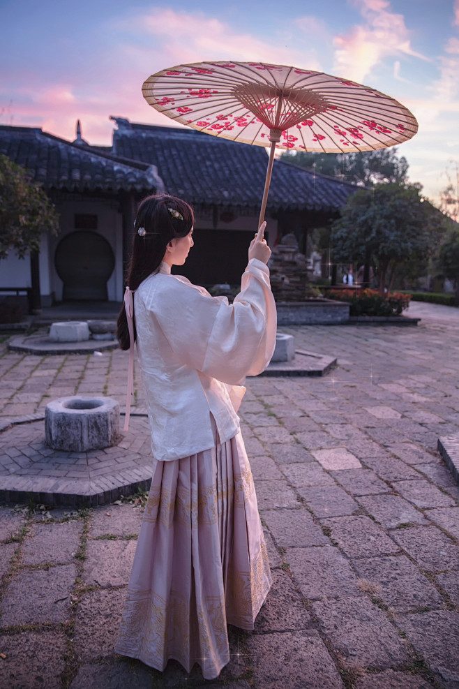 你是一江南女子，独撑伞，良辰美景雪花片片...