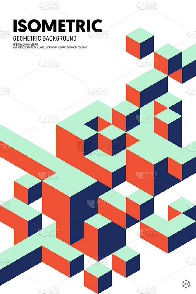 抽象等轴测几何形状布局设计模板海报背景
