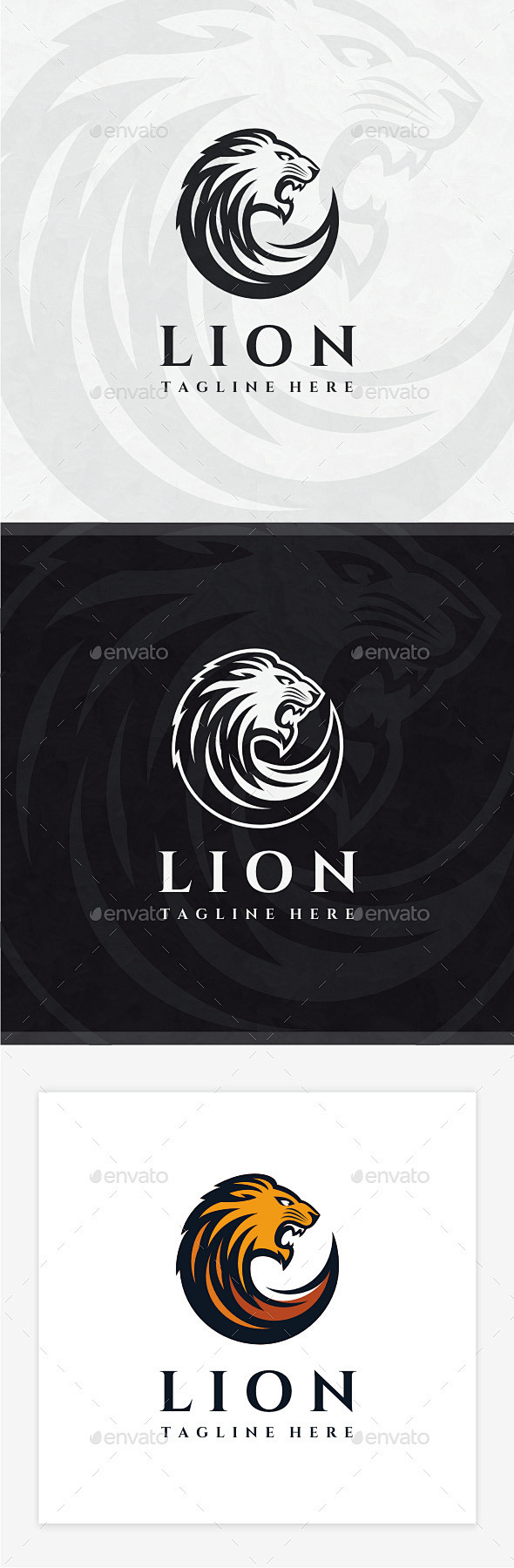 狮子标志——动物标志模板Lion Log...
