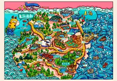 阿皱king先生  的插画 夏泡温泉  浙江地区