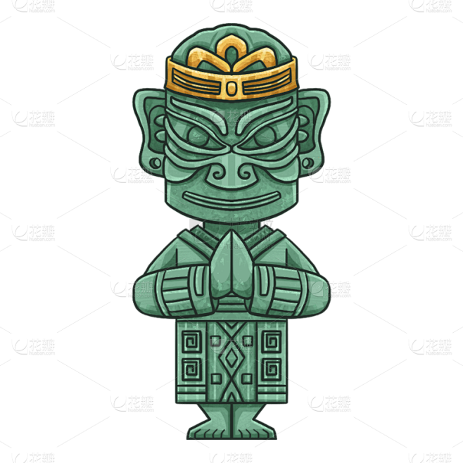 手绘-中国风三星堆文物贴纸-青铜器