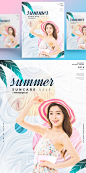 渐变夏日打折促销宣传海报PSD模板Summer Sale poster template#ti436a1413-平面素材-美工云(meigongyun.com)