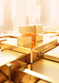 gold bars are sitting on the edge of a walkway, in the style of cubo-futurism, polished craftsmanship, contemporary candy-coated, eco-friendly craftsmanship, werkstätte, intel core, festive atmosphere