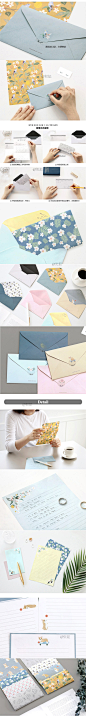 韩国iconic 可爱小清新花朵动物信纸+信封套装组Pattern Letter-淘宝网