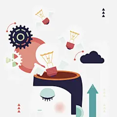 创意大脑高清素材 创意 卡通 大脑 手绘 水彩 灯泡 闭眼 齿轮 免抠png 设计图片 免费下载