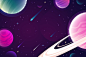 渐变星球背景插画矢量图素材