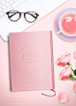 粉色书本 笔记本 眼镜框 玫瑰 海报设计PSD_平面设计_海报