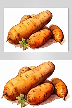 AI数字艺术手绘红薯番薯粗粮食物插画