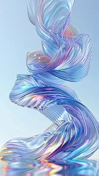 点击来源直接获取大图文件 |Vibrant Light Blue Glass Ribbon Background Wallpaper