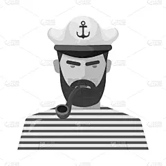 船长,水手,设计师,符号,络腮胡子,男人,图像,收集,复古,冒险