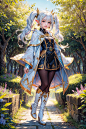 01148-4186756817-1girl((dynamic pose)),absurdres,detailed face,Frieren,pointy ears,solo,(twintails),jewelry,green eyes,white hair,earrings,elf,lo