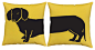 Dachshund Throw Pillow Covers 18x18 Yellow Cotton Dog Shams contemporary-decorative-pillows