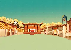 Packaging illustration of Dawei New year goods蜀味年货包装插画 : 【蜀味】印象成都的风景就藏在这些地方~元素：峨眉山、金顶大殿、宽窄巷子、武侯祠、九寨沟、黄龙、四姑娘山等主营: 腊肉腊肠食品风格：传统中国风设计:  年货包装插画插画：@️简爱手绘—————————————本插画作品版权归属客户所有，请勿擅自使用。