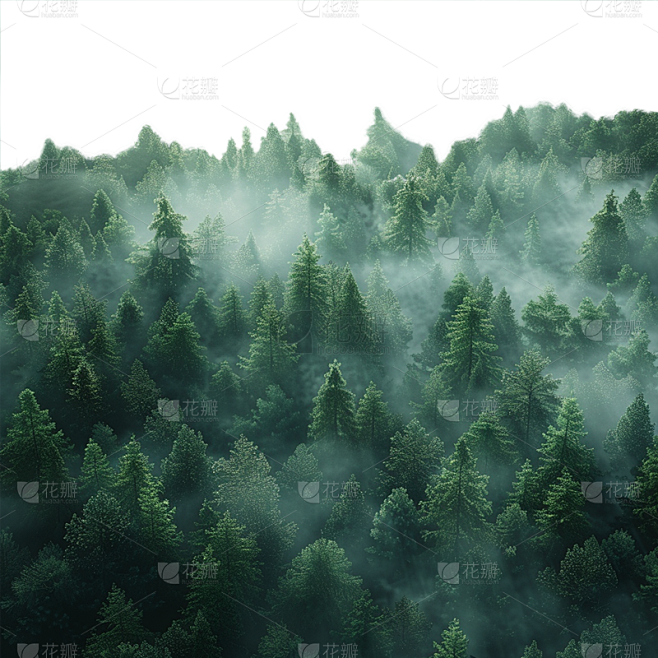 风光系列绿色合成云雾山林通用元素素材