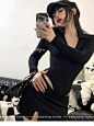 【babyshop】辣妹暴击～性感深v长袖连体衣显瘦V字腰开叉短裙套装-淘宝网