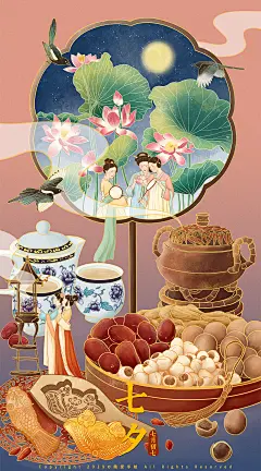 【传承中国味】国风传统节日系列插画插画商业插画简爱手绘  原创作品  站-1
