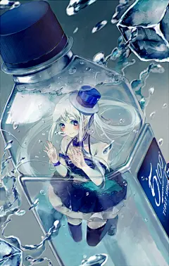 5100、pixiv、插画、水下、气泡、呼吸