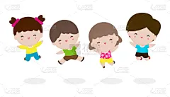 友谊,儿童,绘画插图,可爱的,进行中,矢量,幸福,分离着色,相伴