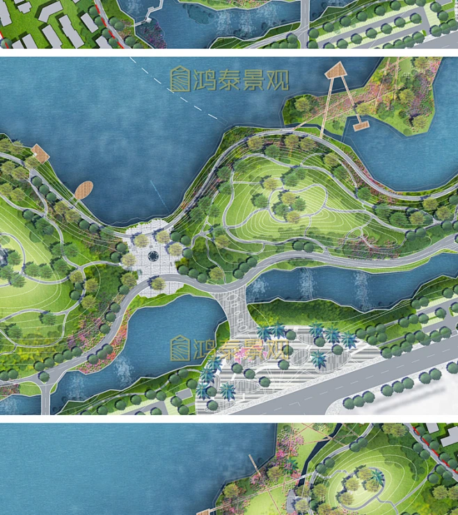 城市环湖公园彩平PS素材滨水公园景观规划设计彩平面PSD分层素材-淘宝网-花瓣网
