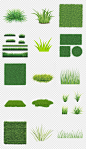 卡通手绘绿色植物草堆草坪草丛草png素材