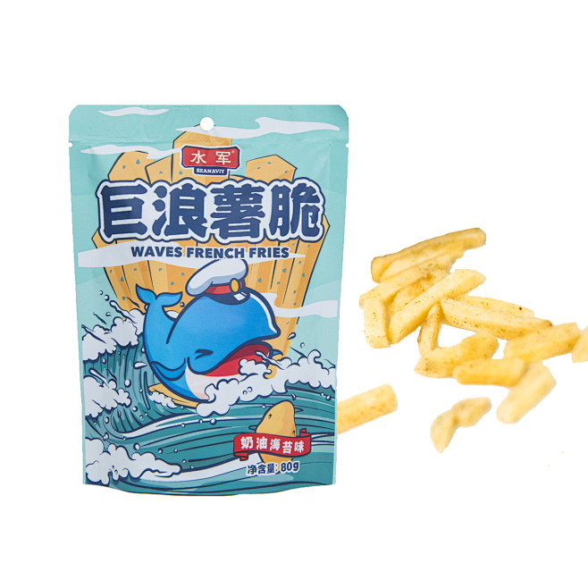 水军巨浪薯脆 奶油海苔味薯条海味奶香薯片...