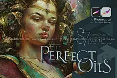87款绘画颜料水粉笔触油画Procreate笔刷ipad手绘涂鸦画笔素材图片