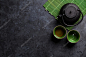 加入【知识星球：地产重案】微信号：arsion575  在石桌上的日本绿茶。顶视图与副本空间