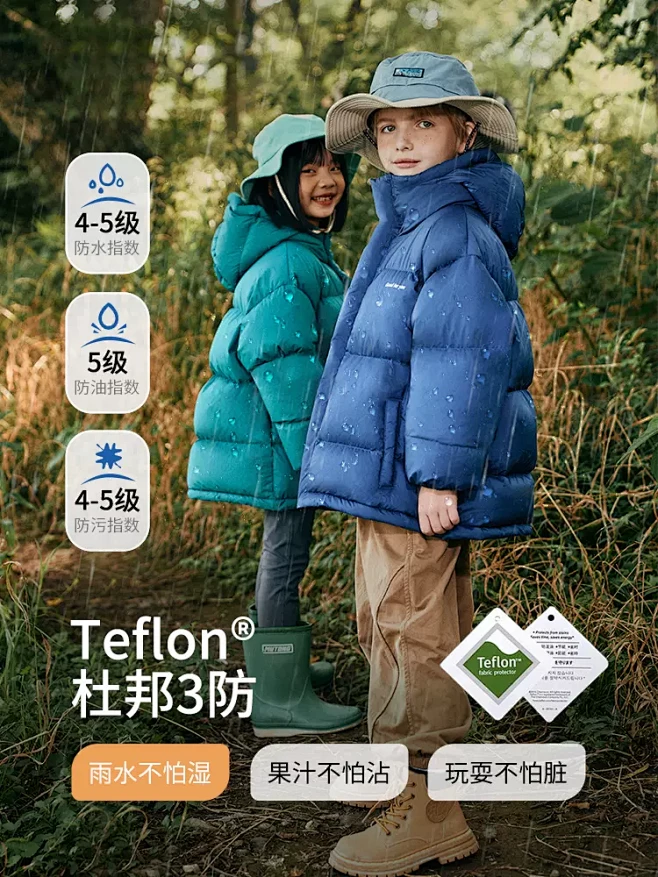 小虎宝儿男童女童三防羽绒服加厚90绒儿童...