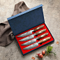 New Arrivals High Quality Japanese Aus10 Damascus Steel Walnut Wood Handle Kitchen Steak Knife Set With Gift Box - Buy Steak Knife Set,Damascus Knife,Damascus Kitchen Knives Product on Alibaba.com