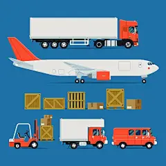 手绘交通工具汽车轮船插画