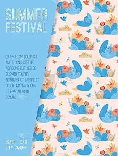 Vector poster of Summer Festival at City Park conc