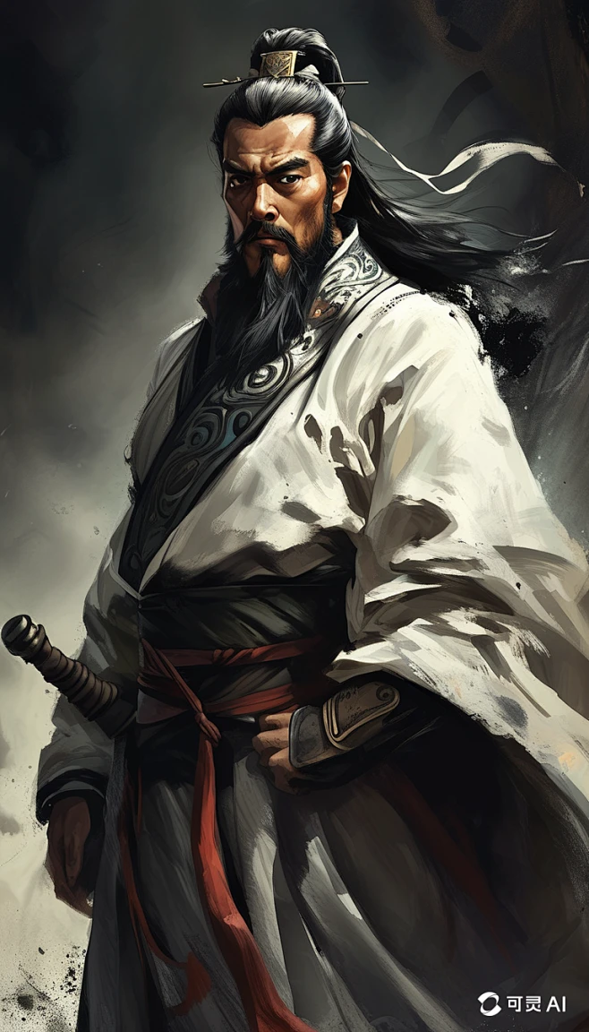 9x16_一个中国古代武将_三国演义中的吕布的形象_水墨风格_威风凛凛_暗_8-花瓣网