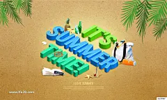 海滨浴场清凉一夏夏季主题海报PSD素材