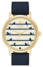 kate spade new york 'birds on a wire - metro' leather strap watch, 34mm: 